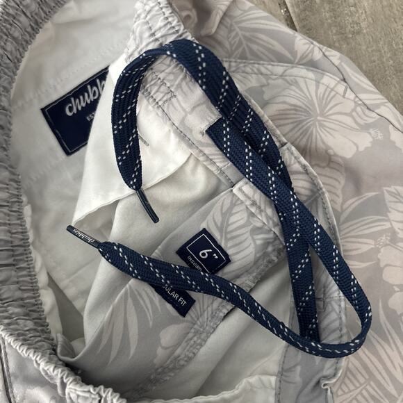 Chubbies Shorts Mens Sz M Gray Everywear 6" Floral Drawstring Zip Stretch - Picture 5 of 11